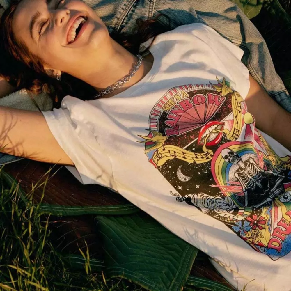 SOLD OUT Boho She’s A Rainbow Dreamland White Graphic Tee - Picture 3 of 8